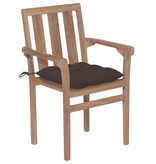 VidaXL Tuinstoelen 2 st met taupekleurige kussens massief teakhout