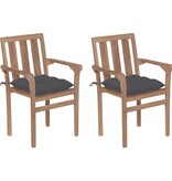 VidaXL Tuinstoelen 2 st met antracietkleurige kussens massief teakhout