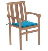VidaXL Tuinstoelen 2 st met blauwe kussens massief teakhout