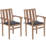 VidaXL Tuinstoelen 2 st met antracietkleurige kussens massief teakhout