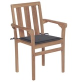 VidaXL Tuinstoelen 2 st met antracietkleurige kussens massief teakhout
