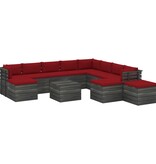 VidaXL 12-delige Loungeset met kussens pallet massief grenenhout
