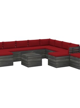 VidaXL 12-delige Loungeset met kussens pallet massief grenenhout
