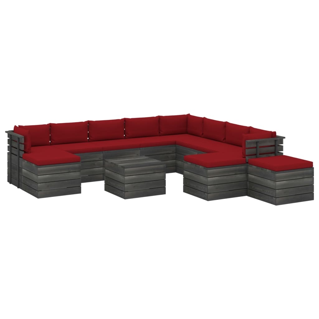 VidaXL 12-delige Loungeset met kussens pallet massief grenenhout