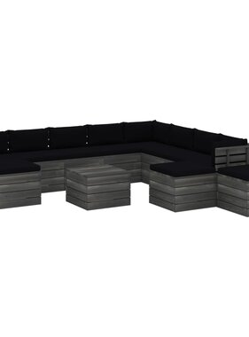VidaXL 12-delige Loungeset met kussens pallet massief grenenhout
