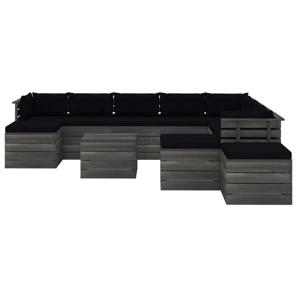 VidaXL 12-delige Loungeset met kussens pallet massief grenenhout