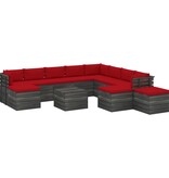 VidaXL 12-delige Loungeset met kussens pallet massief grenenhout