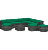 VidaXL 12-delige Loungeset met kussens pallet massief grenenhout
