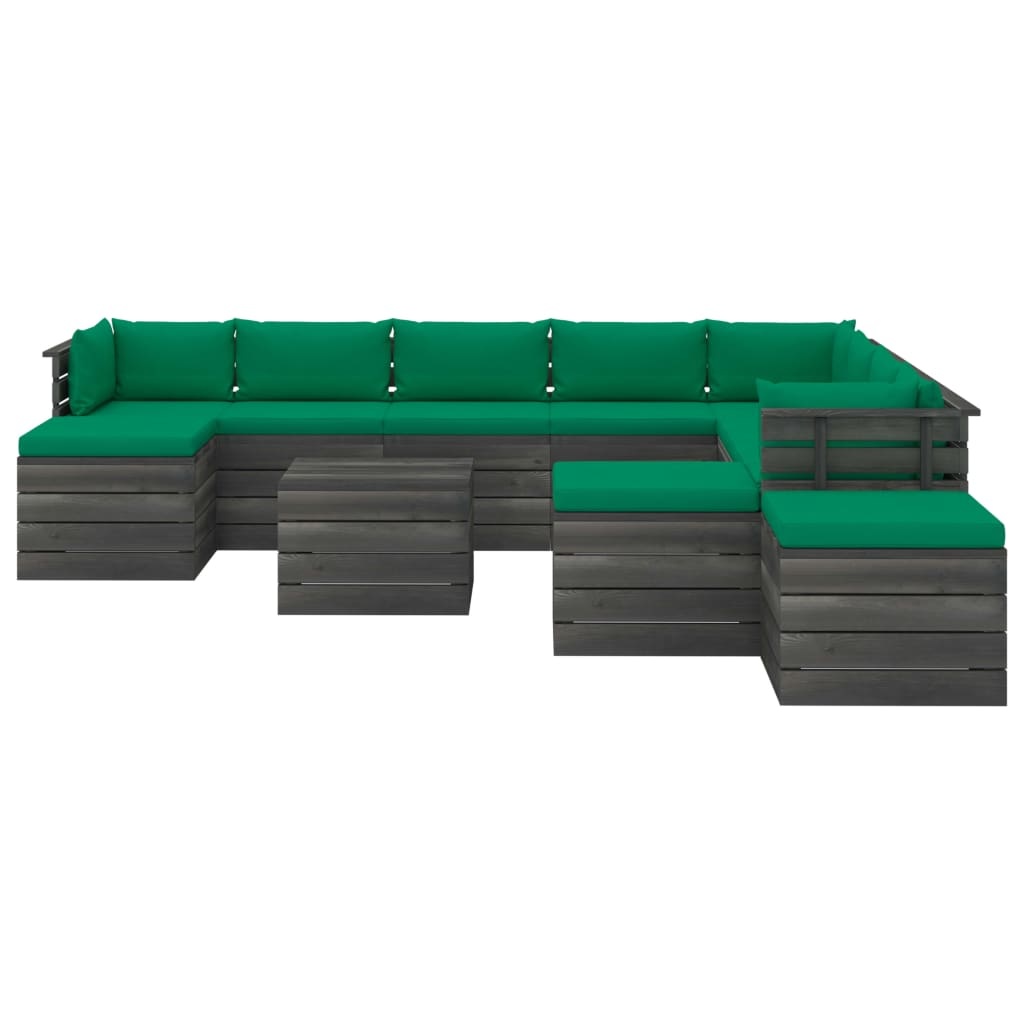 VidaXL 12-delige Loungeset met kussens pallet massief grenenhout