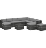 VidaXL 12-delige Loungeset met kussens pallet massief grenenhout