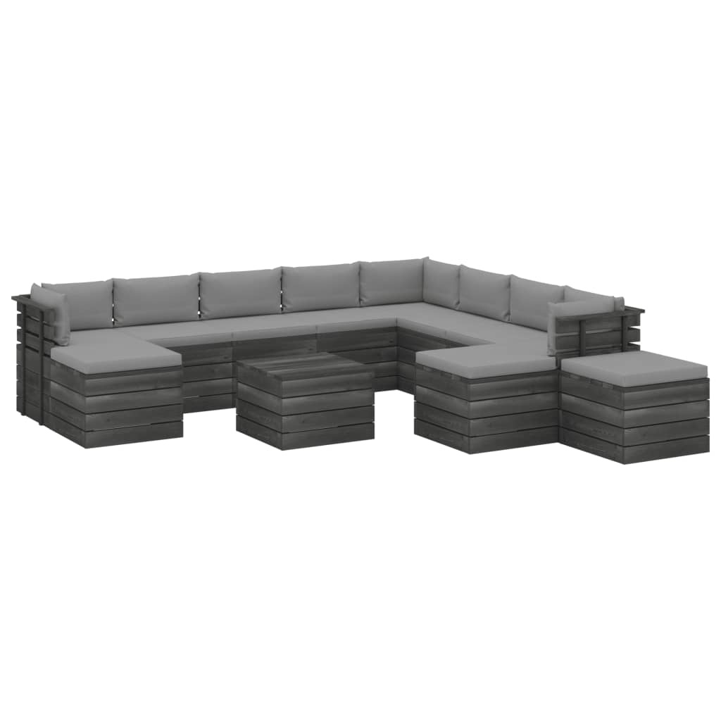 VidaXL 12-delige Loungeset met kussens pallet massief grenenhout