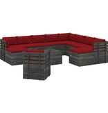 VidaXL 12-delige Loungeset met kussens pallet massief grenenhout