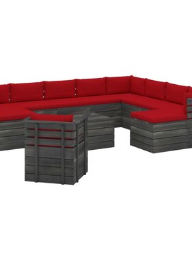 VidaXL 12-delige Loungeset met kussens pallet massief grenenhout