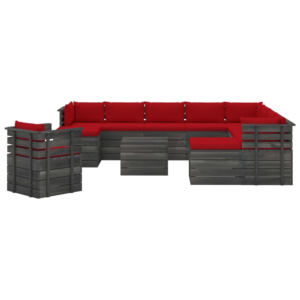 VidaXL 12-delige Loungeset met kussens pallet massief grenenhout