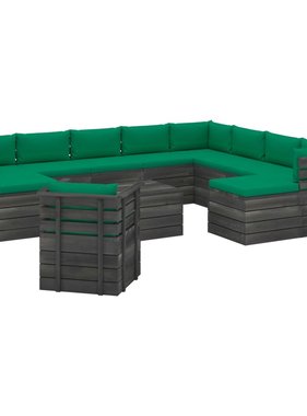 VidaXL 12-delige Loungeset met kussens pallet massief grenenhout