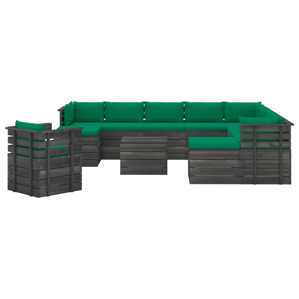 VidaXL 12-delige Loungeset met kussens pallet massief grenenhout