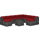 VidaXL 11-delige Loungeset met kussens pallet massief grenenhout