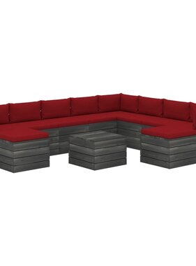 VidaXL 11-delige Loungeset met kussens pallet massief grenenhout