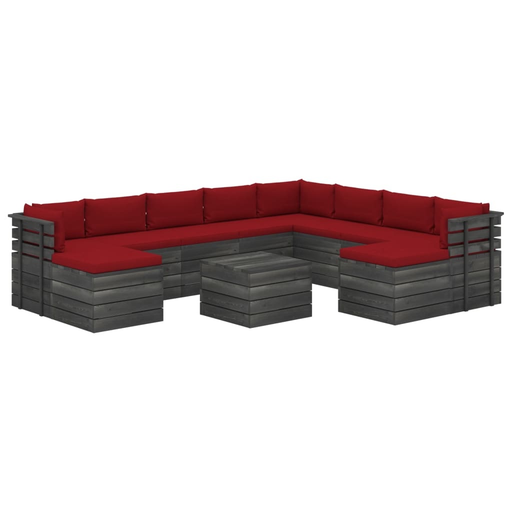 VidaXL 11-delige Loungeset met kussens pallet massief grenenhout