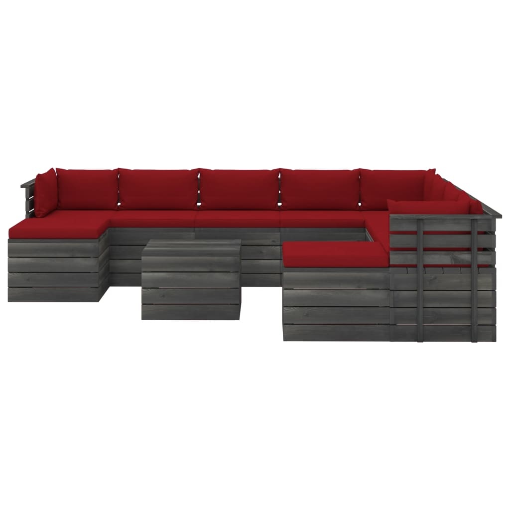 VidaXL 11-delige Loungeset met kussens pallet massief grenenhout