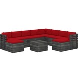 VidaXL 11-delige Loungeset met kussens pallet massief grenenhout