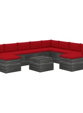 VidaXL 11-delige Loungeset met kussens pallet massief grenenhout