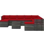 VidaXL 11-delige Loungeset met kussens pallet massief grenenhout