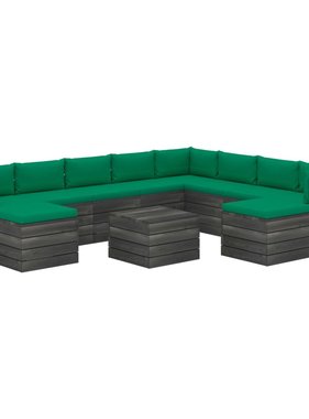 VidaXL 11-delige Loungeset met kussens pallet massief grenenhout