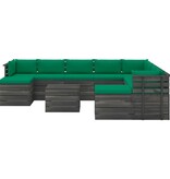VidaXL 11-delige Loungeset met kussens pallet massief grenenhout