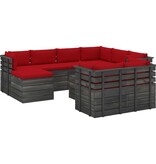 VidaXL 10-delige Loungeset met kussens pallet massief grenenhout