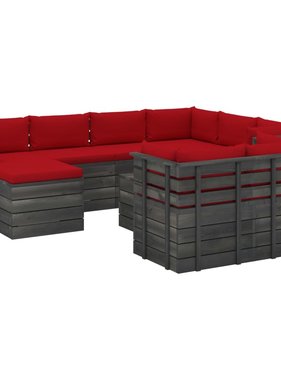 VidaXL 10-delige Loungeset met kussens pallet massief grenenhout