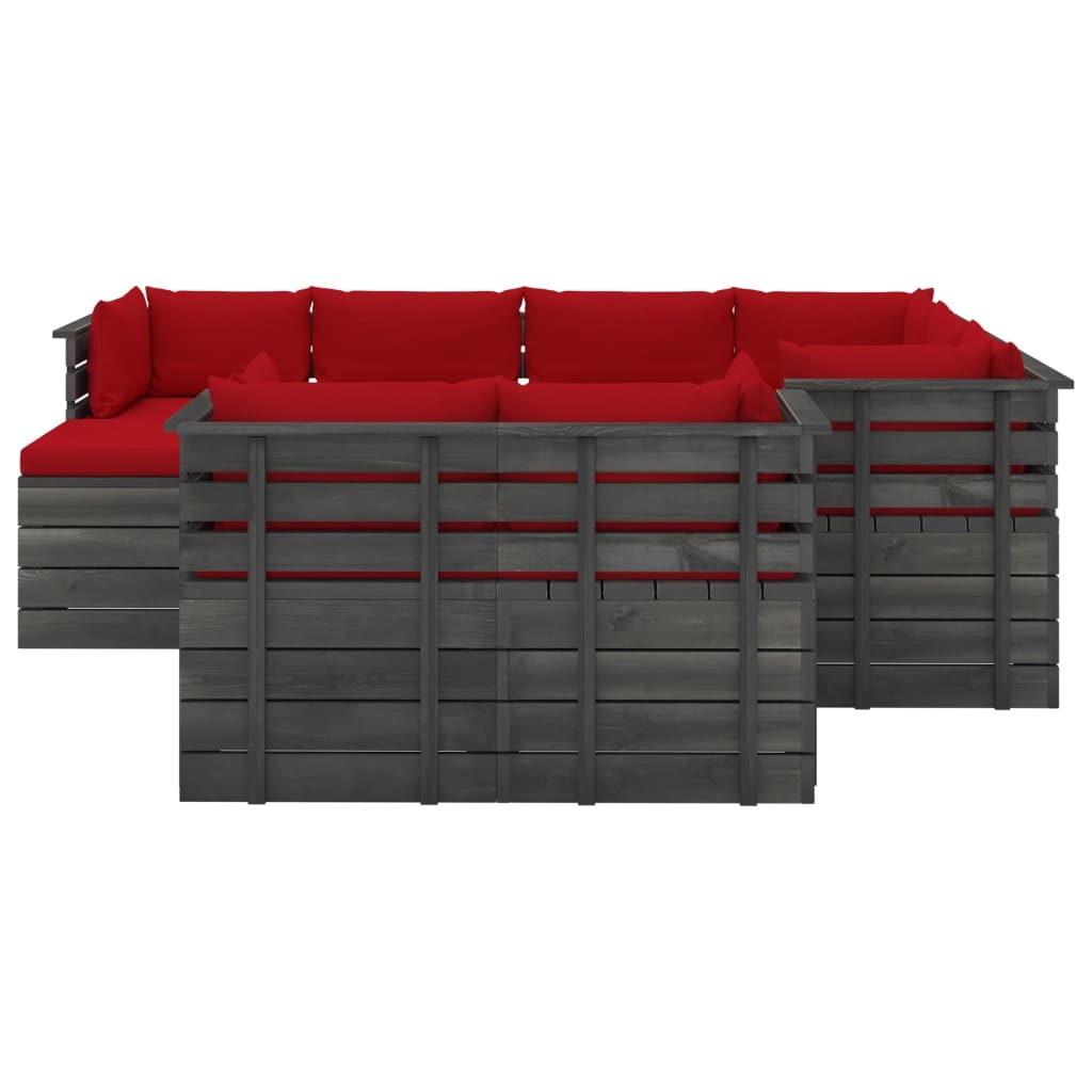 VidaXL 10-delige Loungeset met kussens pallet massief grenenhout