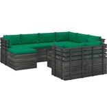 VidaXL 10-delige Loungeset met kussens pallet massief grenenhout
