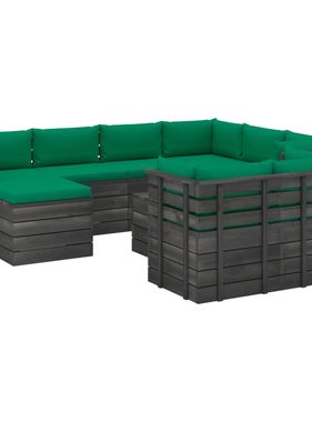 VidaXL 10-delige Loungeset met kussens pallet massief grenenhout
