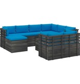 vidaXL 10-delige Loungeset met kussens pallet massief grenenhout