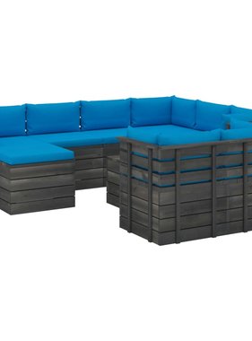 VidaXL 10-delige Loungeset met kussens pallet massief grenenhout