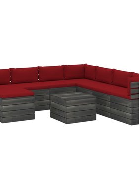 VidaXL 9-delige Loungeset met kussens pallet massief grenenhout