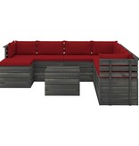 VidaXL 9-delige Loungeset met kussens pallet massief grenenhout