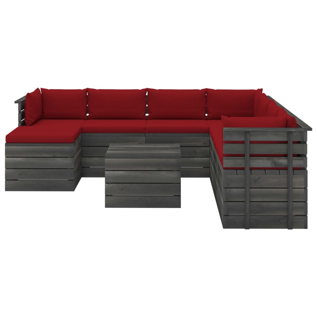 VidaXL 9-delige Loungeset met kussens pallet massief grenenhout