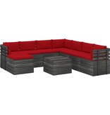 VidaXL 9-delige Loungeset met kussens pallet massief grenenhout