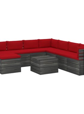 VidaXL 9-delige Loungeset met kussens pallet massief grenenhout