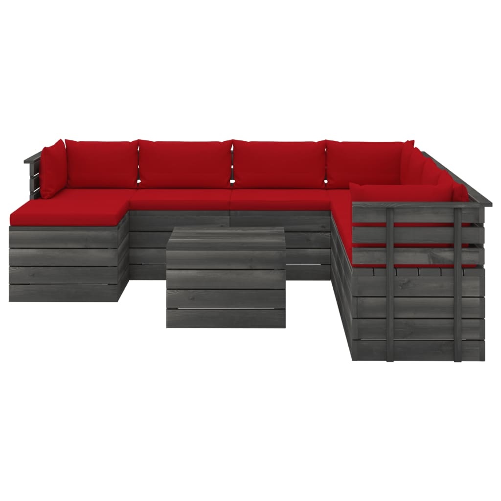 VidaXL 9-delige Loungeset met kussens pallet massief grenenhout