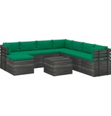 VidaXL 9-delige Loungeset met kussens pallet massief grenenhout