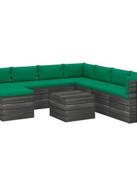 VidaXL 9-delige Loungeset met kussens pallet massief grenenhout
