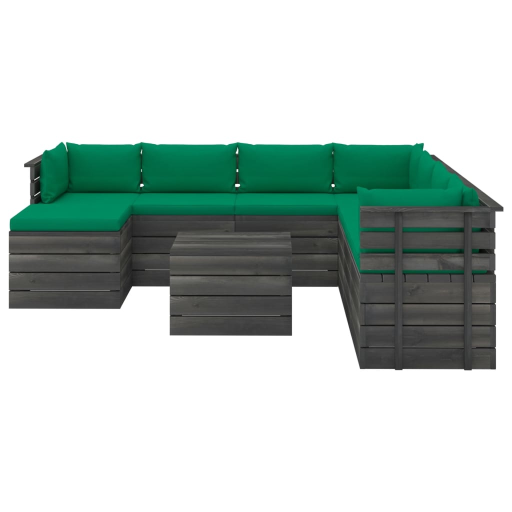 VidaXL 9-delige Loungeset met kussens pallet massief grenenhout