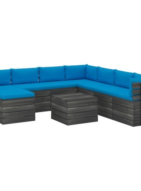 VidaXL 9-delige Loungeset met kussens pallet massief grenenhout