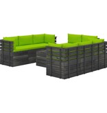 VidaXL 9-delige Loungeset met kussens pallet massief grenenhout