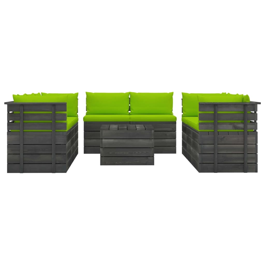 VidaXL 9-delige Loungeset met kussens pallet massief grenenhout