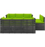 VidaXL 9-delige Loungeset met kussens pallet massief grenenhout