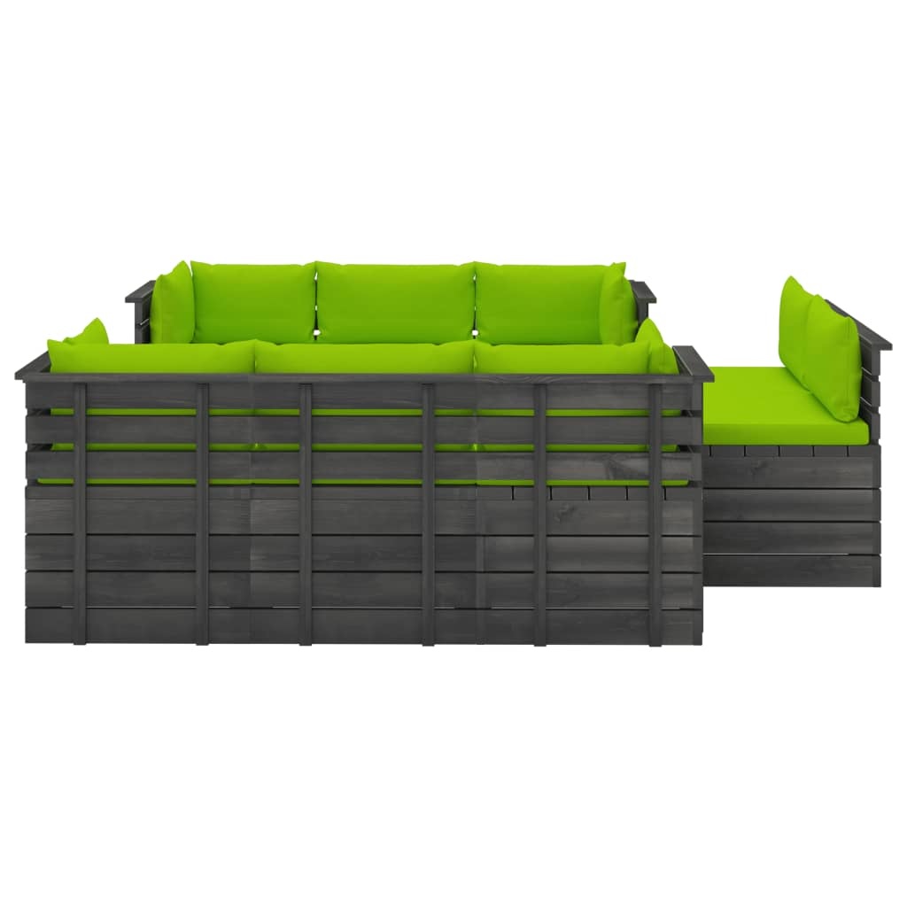 VidaXL 9-delige Loungeset met kussens pallet massief grenenhout